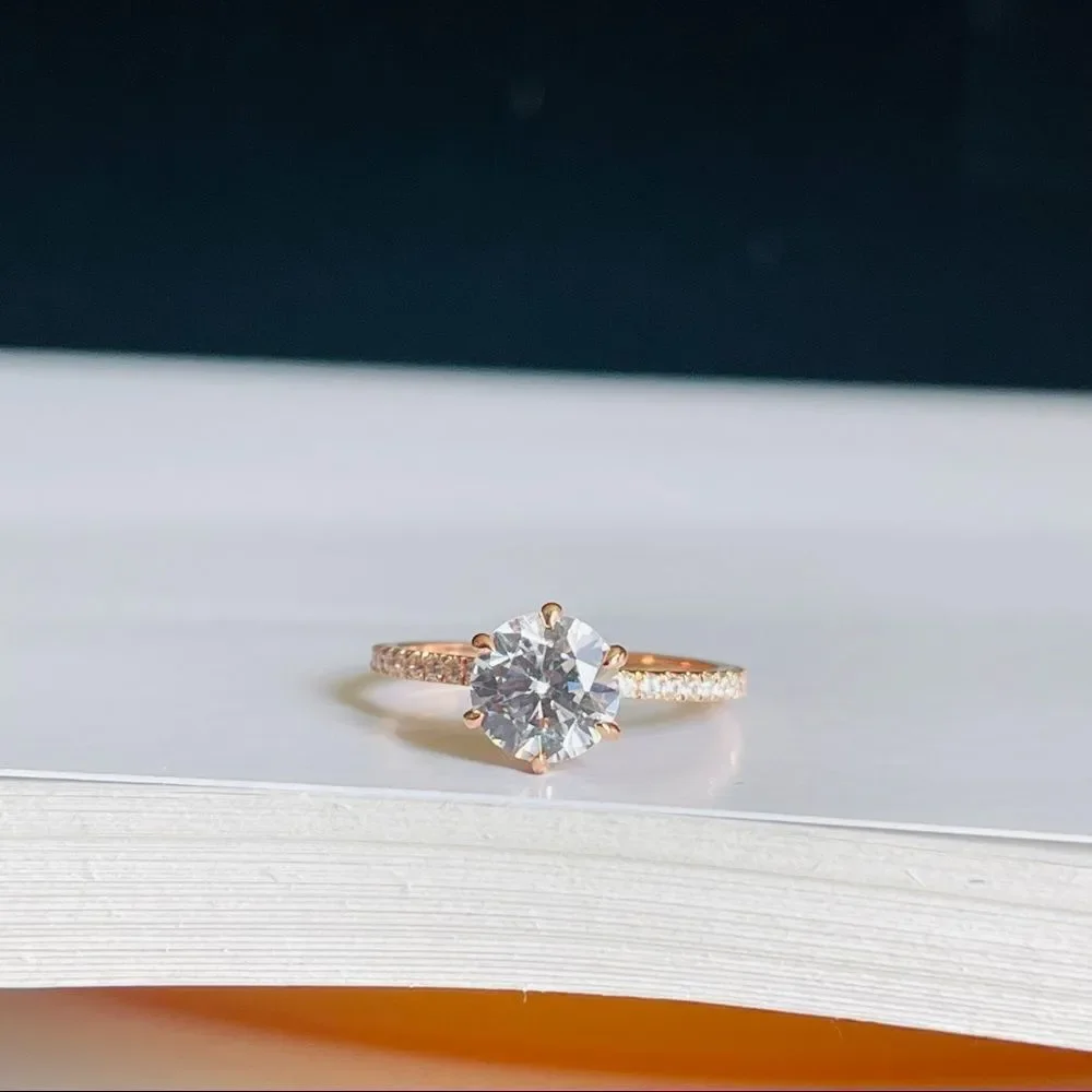 1.5CT Pave Ring Cubic Zirconia Rose Gold Plated size 7 - Picture 2 of 6